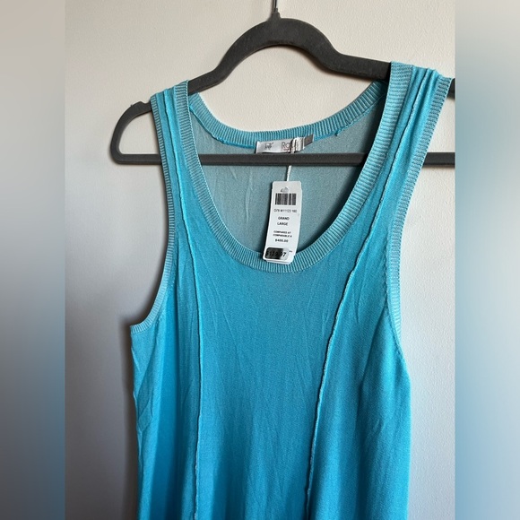 NWT RAFFI Cotton Sears Turquoise High Low Long Maxi Sleeveless Stretchy Dress - Picture 5 of 10
